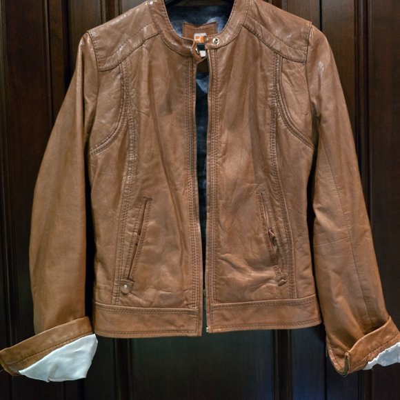 HUGO BOSS Orange Leather Jacket - Picture 3 of 8